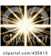 Royalty Free RF Clipart Illustration Of A Bright Burst Over Black With Sparkles