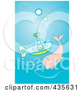 Poster, Art Print Of Boy In A Submarine Passing A Whale