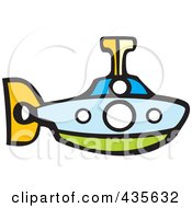 Royalty Free RF Clipart Illustration Of A Blue Submarine by xunantunich