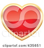 Poster, Art Print Of Shiny Red Heart With Gold Trim