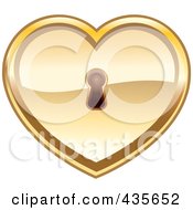 Poster, Art Print Of Shiny Gold Heart With A Key Hole
