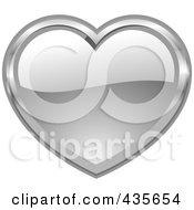 Royalty Free RF Clipart Illustration Of A Shiny Silver Heart by Monica
