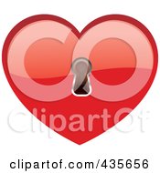 Royalty Free RF Clipart Illustration Of A Shiny Red Heart With A Key Hole by Monica