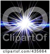 Royalty Free RF Clipart Illustration Of A Bright Burst With Electric Waves On Black by Arena Creative