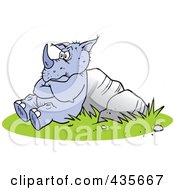 Poster, Art Print Of Pouting Rhino Leaning Against Boulders