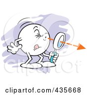 Poster, Art Print Of Moodie Character Squinting Through A Magnifying Glass Over Purple