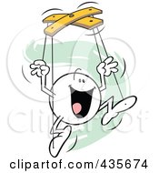 Royalty Free RF Clipart Illustration Of A Joyful Moodie Character Puppet Over Green Squiggles