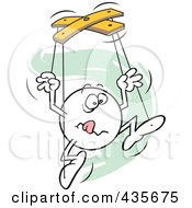 Royalty Free RF Clipart Illustration Of A Goofy Moodie Character Puppet Over Green Squiggles