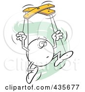 Royalty Free RF Clipart Illustration Of A Perplexed Moodie Character Puppet Over Green Squiggles