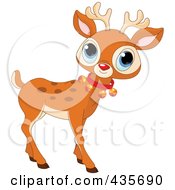 Poster, Art Print Of Cute Baby Rudolph With A Bell Collar