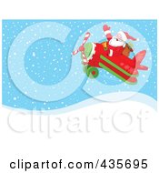 Poster, Art Print Of Santa In Flight In A Biplane Over Snowy Hills