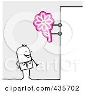 Stick Man Standing Under A Florist Sign