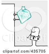 Poster, Art Print Of Stick Man Standing Under A Jeweler Diamond Sign