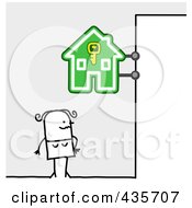 Royalty Free RF Clipart Illustration Of A Stick Woman Standing Under A Locksmith Sign