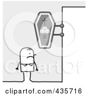 Royalty Free RF Clipart Illustration Of A Stick Man Standing Under A Funeral Sign