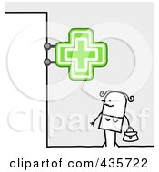 Royalty Free RF Clipart Illustration Of A Stick Woman Standing Under A Medical Sign