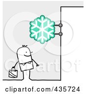 Poster, Art Print Of Stick Man Standing Under A Snowflake Sign
