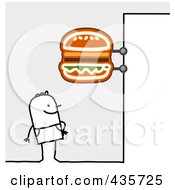 Stick Man Standing Under A Hamburger Sign