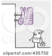 Royalty Free RF Clipart Illustration Of A Stick Man Standing Under A Hair Salon Sign by NL shop