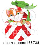Poster, Art Print Of Cute Christmas Kitten Popping Out Of A Gift Box