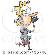 Royalty Free RF Clipart Illustration Of A Stressed Blond Businesswoman Talking On Multiple Phones