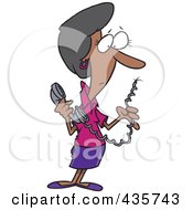 Royalty Free RF Clipart Illustration Of A Black Businesswoman Holding A Landline Phone With A Cut Cord by toonaday