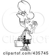 Royalty Free RF Clipart Illustration Of A Line Art Design Of A Waving Businesswoman