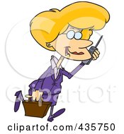 Poster, Art Print Of Pleasant Blond Businesswoman Walking And Talking On A Cell Phone