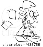 Royalty Free RF Clipart Illustration Of A Line Art Design Of A Fast Author Writing On Pages