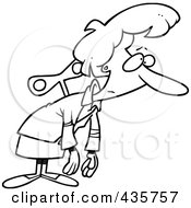 Royalty Free RF Clipart Illustration Of A Line Art Design Of An Exhausted Wind Up Businesswoman