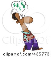 Black Businessman Walking And Thinking About Finances
