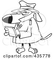 Poster, Art Print Of Line Art Design Of A Watch Dog Detective Taking Notes