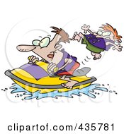 Royalty Free RF Clipart Illustration Of A Father And Son Riding A Jet Ski