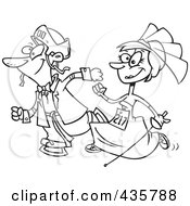 Royalty Free RF Clipart Illustration Of A Line Art Design Of A Wedding Couple Running In A Race by toonaday