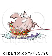 Royalty Free RF Clipart Illustration Of A Pink Waterskiing Elephant by toonaday