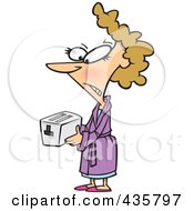 Poster, Art Print Of Displeased Woman Holding A Toaster Given To Her As A Gift