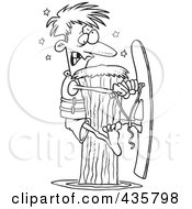 Line Art Design Of A Waterskier Hitting A Post