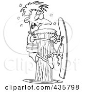 Poster, Art Print Of Line Art Design Of A Waterskier Hitting A Post