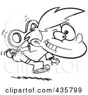 Line Art Design Of A Wind Up Boy Running