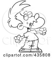 Royalty Free RF Clipart Illustration Of A Line Art Design Of A Spoiled Boy Crying