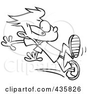 Poster, Art Print Of Line Art Design Of A Boy Trying To Stop Himself When Running