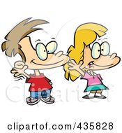Royalty Free RF Clipart Illustration Of A Boy And Girl Smiling And Waving