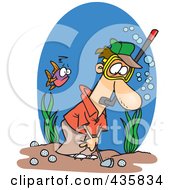 Poster, Art Print Of Man Wearing A Snorkel Mask And Golfing Underwater