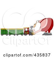 Poster, Art Print Of Santa Assembling A Toy Train