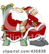 Santa Sitting In A Chair And Glancing At His Watch