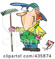 Royalty Free RF Clipart Illustration Of A Weed Warrior Woman Standing Proud With A Rake