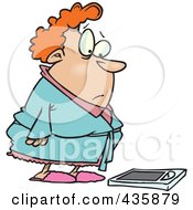 Royalty Free RF Clipart Illustration Of A Chubby Woman Standing Before A Scale
