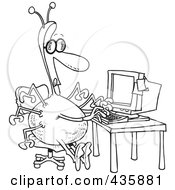Royalty Free RF Clipart Illustration Of A Line Art Design Of A Multi Armed Webmaster