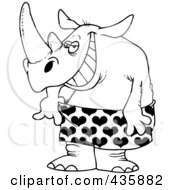 Poster, Art Print Of Line Art Design Of A Rhino In Loose Heart Boxers