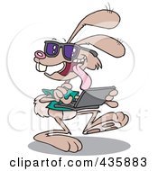 Royalty Free RF Clipart Illustration Of A Web Bunny Using A Laptop
